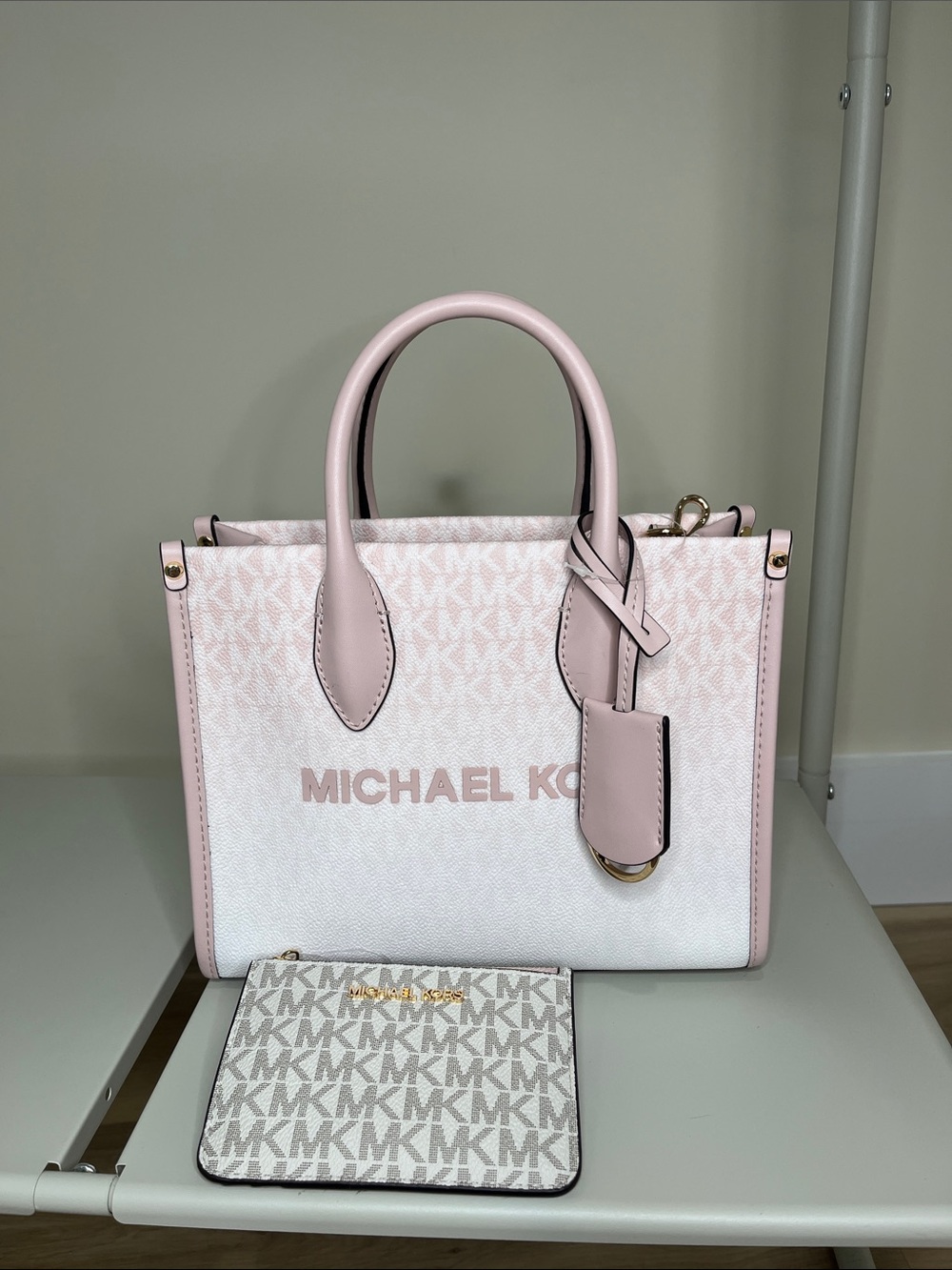 Michael Kors Blush Pink MK Logo Satchel with Matching Wristlet